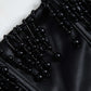 Solid Y2k Beaded Braided Eyelet Corset Midi Dress 
