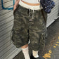 2000s Camouflage Drawstring Three-dimensional Pocket Denim Shorts