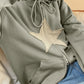 Vintage baggy hoodie with star patch and zipper