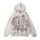 Oversized hoodie with hood and graffiti print