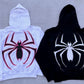 Punk zip-up hoodie with spider pattern