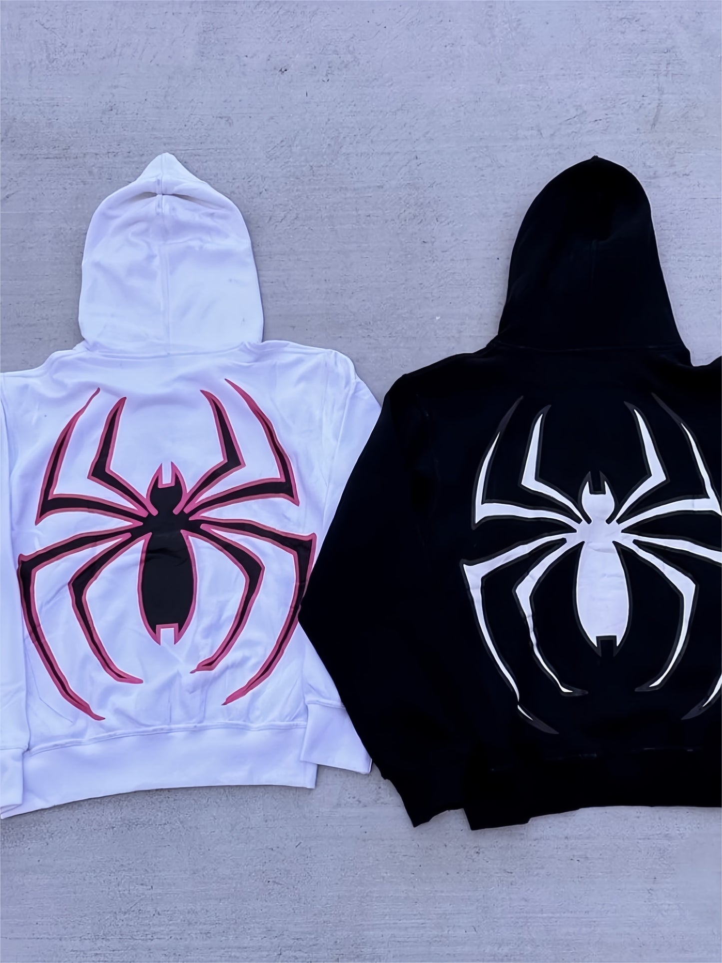 Punk zip-up hoodie with spider pattern