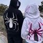 Punk zip-up hoodie with spider pattern