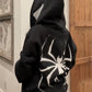 Punk zip-up hoodie with spider pattern