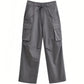 Hip hop cargo pants with multiple pockets and drawstring