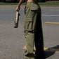 Hip hop cargo pants with multiple pockets and drawstring