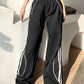 Retro sport black baggy jogging pants with side piping stripes