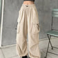 Vintage Y2K Baggy Parachute Cargo Pants with Drawstring