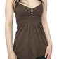 Brown vintage strap cami top with waist accentuation