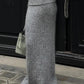 Grey Solid Low Rise Maxi Skirt with Folded Waistband