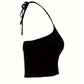 Basic Backless V-Neck Halter Crop Top