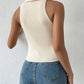 Vintage Slim Fitted Sleeveless Top with Collar