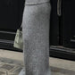 Grey Vintage Low Waist Maxi Skirt with Folded Waistband