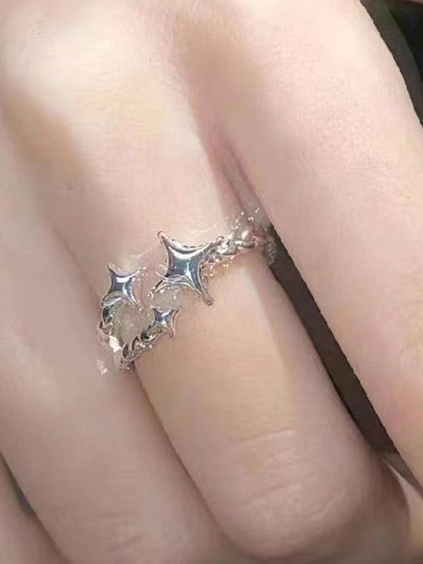 Silver Vintage Filigree Star Cuff Ring