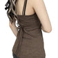 Brown vintage strap cami top with waist accentuation