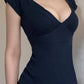 Solid Y2k Strap Bow Short Sleeve Shirt