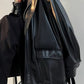 Retro Oversized Black Faux Leather Jacket with Zipper