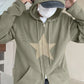 Vintage baggy hoodie with star patch and zipper