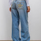 Blaue Retro Leoparden Print Stern Boyfriend Jeans