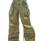 Vintage washed cargo jeans with holes