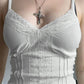 Vintage V Neck Cami Top with Lace Trim