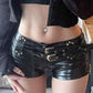 Dark Punk PU Leather Hollow Shorts