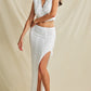 White Distressed Crop Top &amp; Slit Maxi Skirt Set