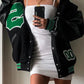 Retro Black Oversize Logo Varsity Jacket