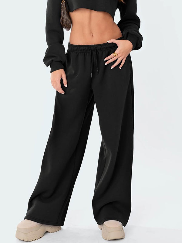 Black classic loose fit jogging pants with drawstring