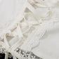 White Y2K Square Neck Lace Splice Tie Front Tank Top/White Y2K Square Neck Lace Splice Tie Front Tank Top