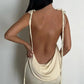 French shawl collar maxi dress with open back