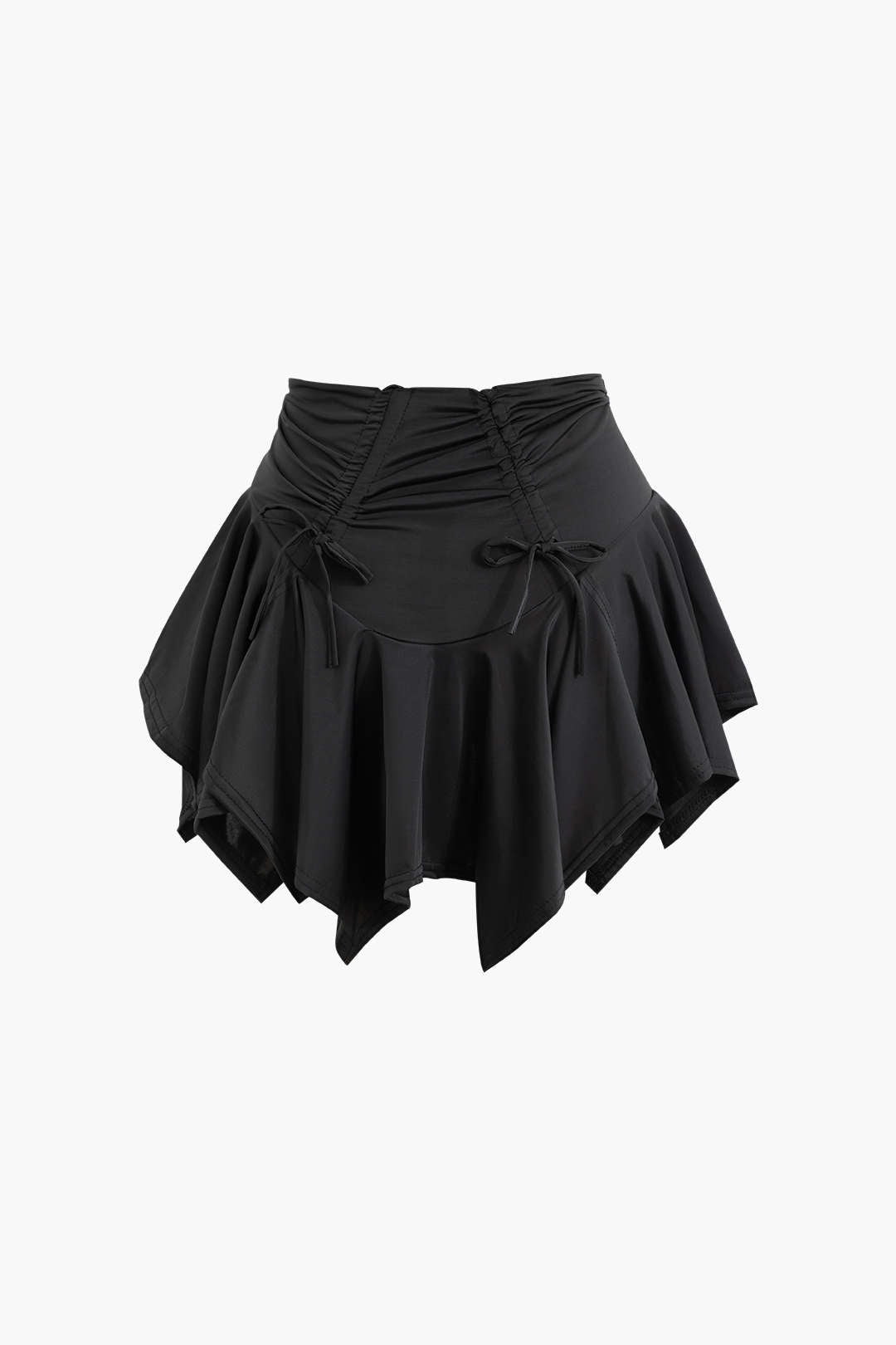 Vintage Ruched Drawstring Asymmetrical Mini Skirt