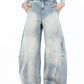 Blaue Vintage Amerikanische Curved Knife Boyfriend Jeans