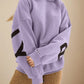 Purple Hip Pop Oversize Letter Print Hoodie