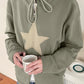 Vintage baggy hoodie with star patch and zipper