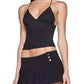 Black backless mesh halter neck camisole with butterfly embroidery 