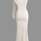 White Asymmetrical Mermaid Maxi Dress with Knot