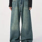 Men's vintage upcycle baggy jeans with faded effect