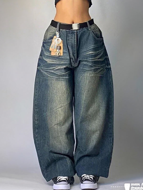 Solid Color Hip Hop Retro Loose Boyfriend Jeans