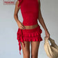 Red Sexy Vest &amp; Mini Skirt Two Piece