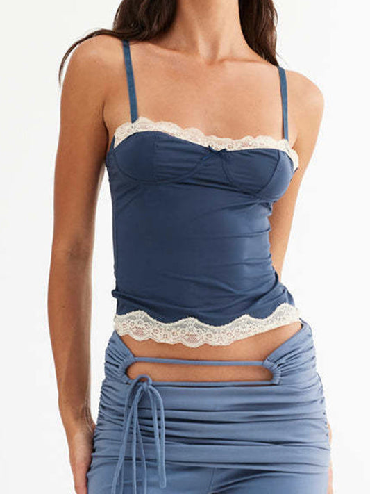 Blue vintage lace camisole