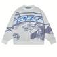 Vintage oversize jacquard sweater with graphics