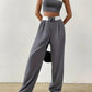 Contrast Color Vintage Off Shoulder Bandeau Top &amp; Pants Two Piece Set 