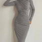 Solid Color Y2k Slim Fit Long Hip Dress