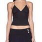 Black backless mesh halter neck camisole with butterfly embroidery 