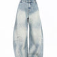 Blaue Vintage Amerikanische Curved Knife Boyfriend Jeans