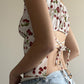 Y2k backless short sleeve crop top with cherry print