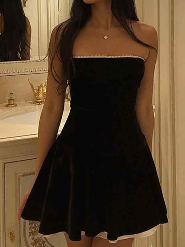 Black Vintage Corset Off Shoulder Mini Dress