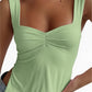 Macaron Colored Pleated Sleeveless Crop Tank Top with Side Slits