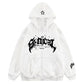 Multicolored Vintage Gothic Letter Print Oversized Hoodie